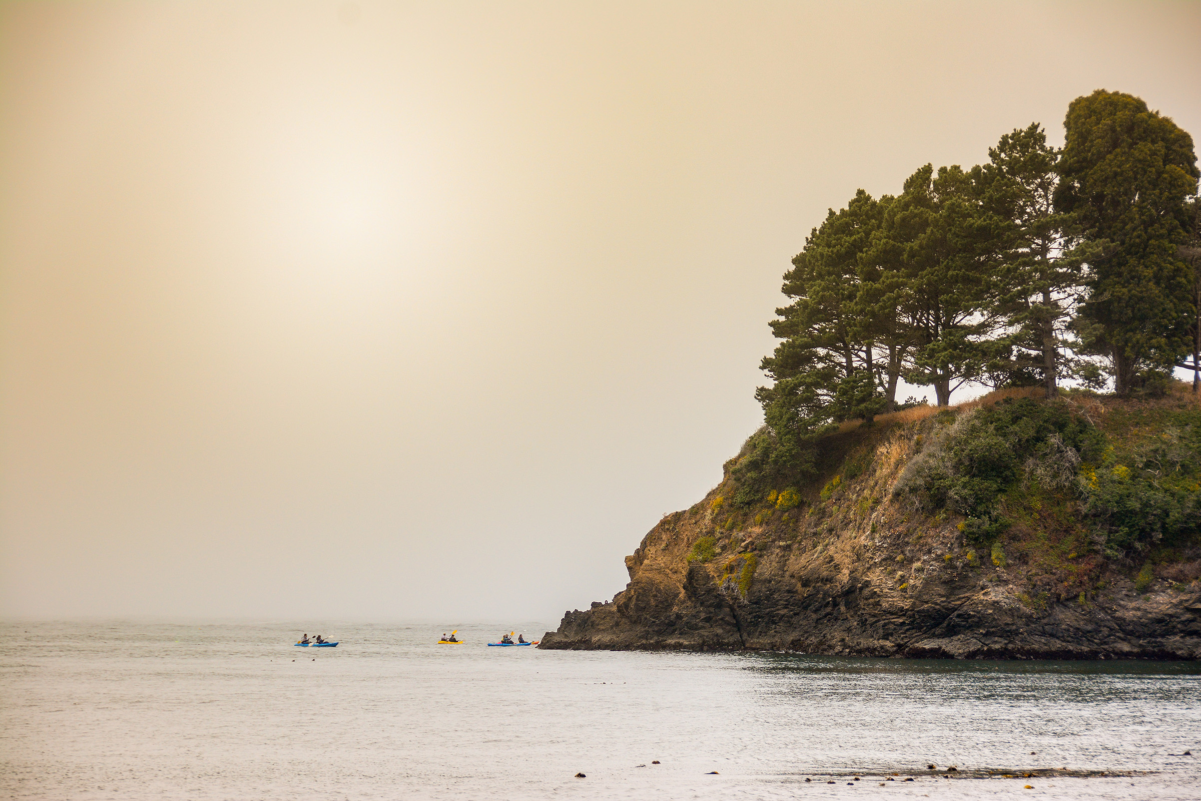 Kayaking along the Mendocino Coast at Van Damme State Park, A Ca